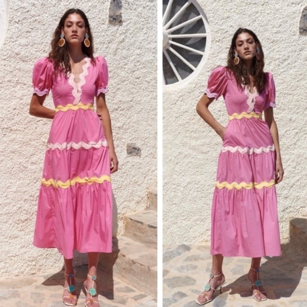 CeliaB Pink Piscis Ric Rac Midi Dress - Picture 6 of 6